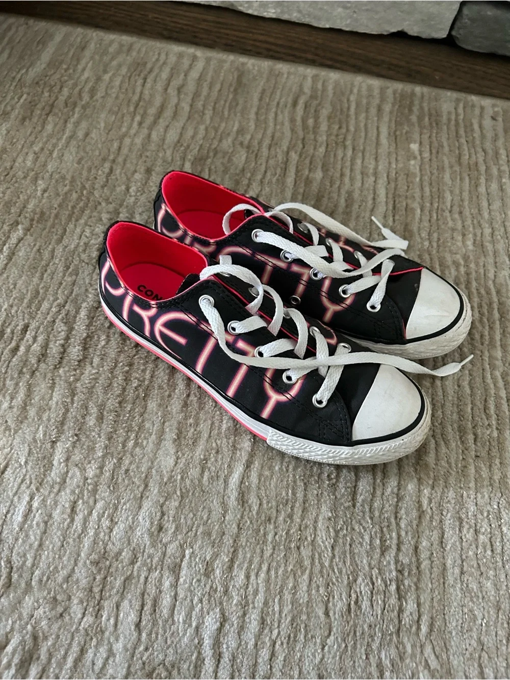 Converse Kids Black & Hot Pink Neon-Style Low-Top Sneakers